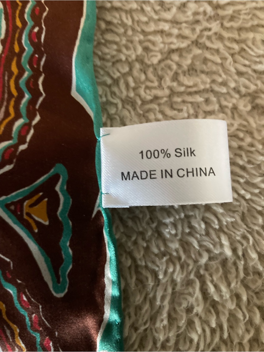 Double D Ranch Teal and Brown Paisley Silk Scarf - Picture 3 of 8
